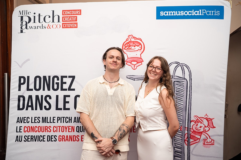 Cérémonie de remise de prix du concours créatif citoyen Mlle Pitch Awards & Co au Palais des Glaces de Paris le 2 juillet 2025 au profit du Samu Social de Paris.