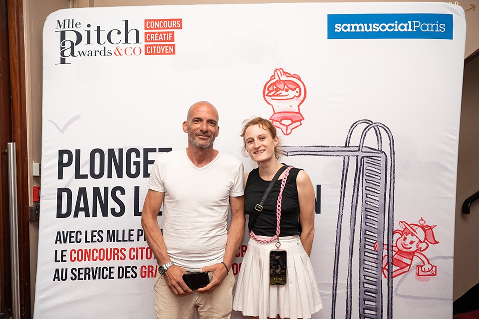 Cérémonie de remise de prix du concours créatif citoyen Mlle Pitch Awards & Co au Palais des Glaces de Paris le 2 juillet 2025 au profit du Samu Social de Paris.