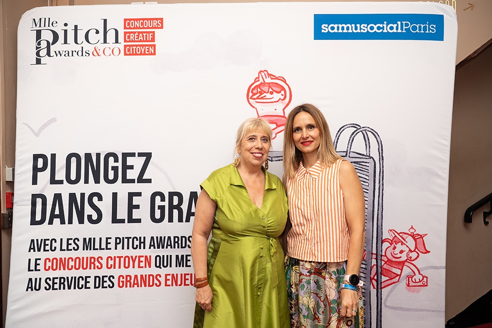 Cérémonie de remise de prix du concours créatif citoyen Mlle Pitch Awards & Co au Palais des Glaces de Paris le 2 juillet 2025 au profit du Samu Social de Paris.