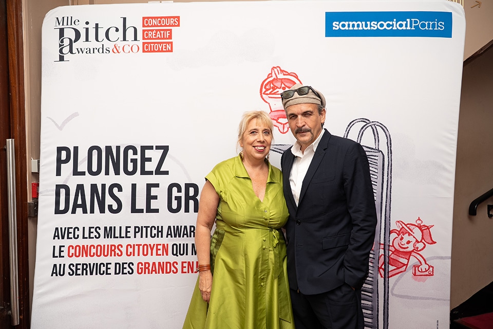 Cérémonie de remise de prix du concours créatif citoyen Mlle Pitch Awards & Co au Palais des Glaces de Paris le 2 juillet 2025 au profit du Samu Social de Paris.