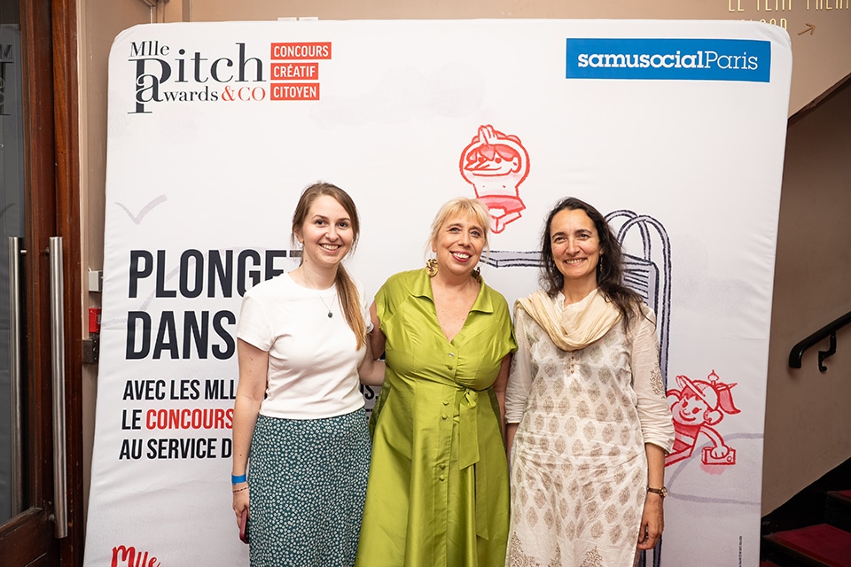 Cérémonie de remise de prix du concours créatif citoyen Mlle Pitch Awards & Co au Palais des Glaces de Paris le 2 juillet 2025 au profit du Samu Social de Paris.