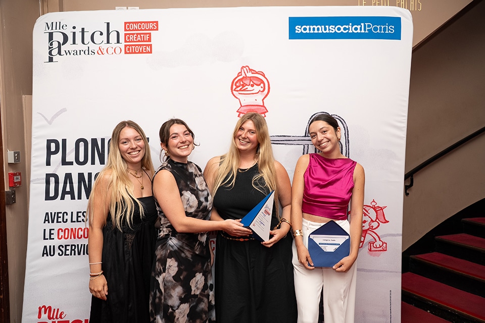 Cérémonie de remise de prix du concours créatif citoyen Mlle Pitch Awards & Co au Palais des Glaces de Paris le 2 juillet 2025 au profit du Samu Social de Paris.