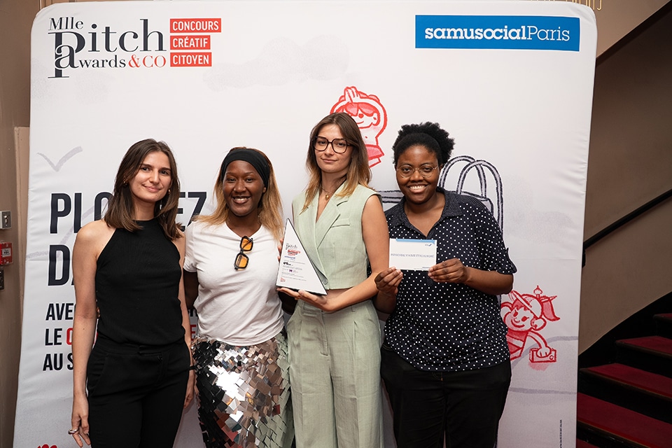 Cérémonie de remise de prix du concours créatif citoyen Mlle Pitch Awards & Co au Palais des Glaces de Paris le 2 juillet 2025 au profit du Samu Social de Paris.