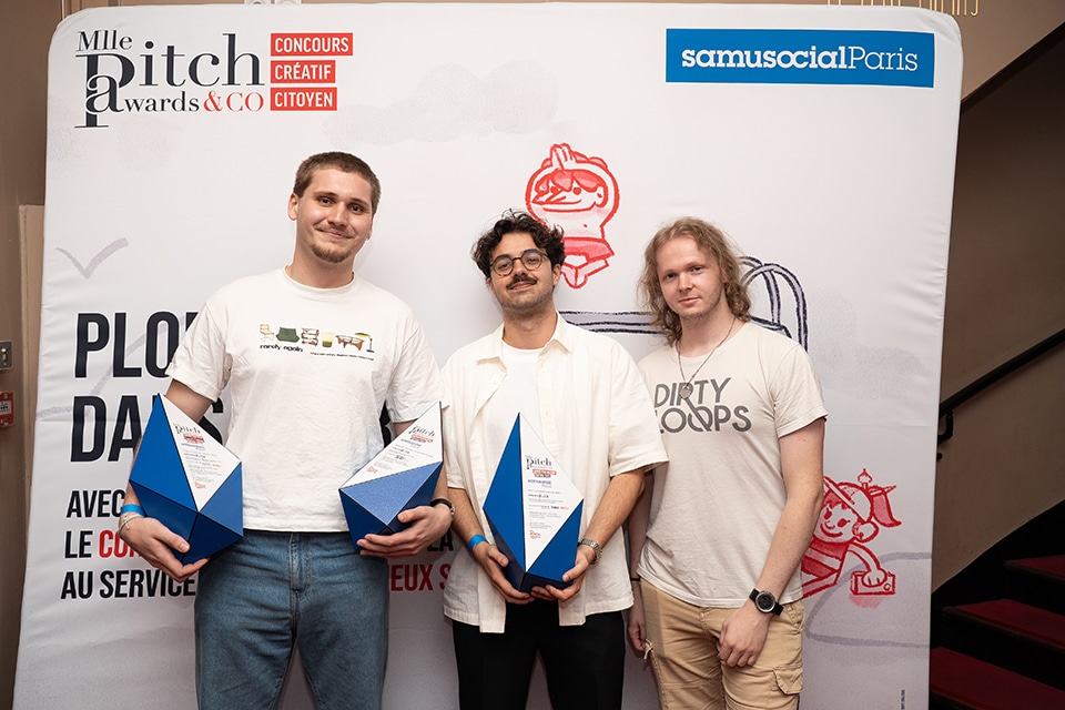Cérémonie de remise de prix du concours créatif citoyen Mlle Pitch Awards & Co au Palais des Glaces de Paris le 2 juillet 2025 au profit du Samu Social de Paris.